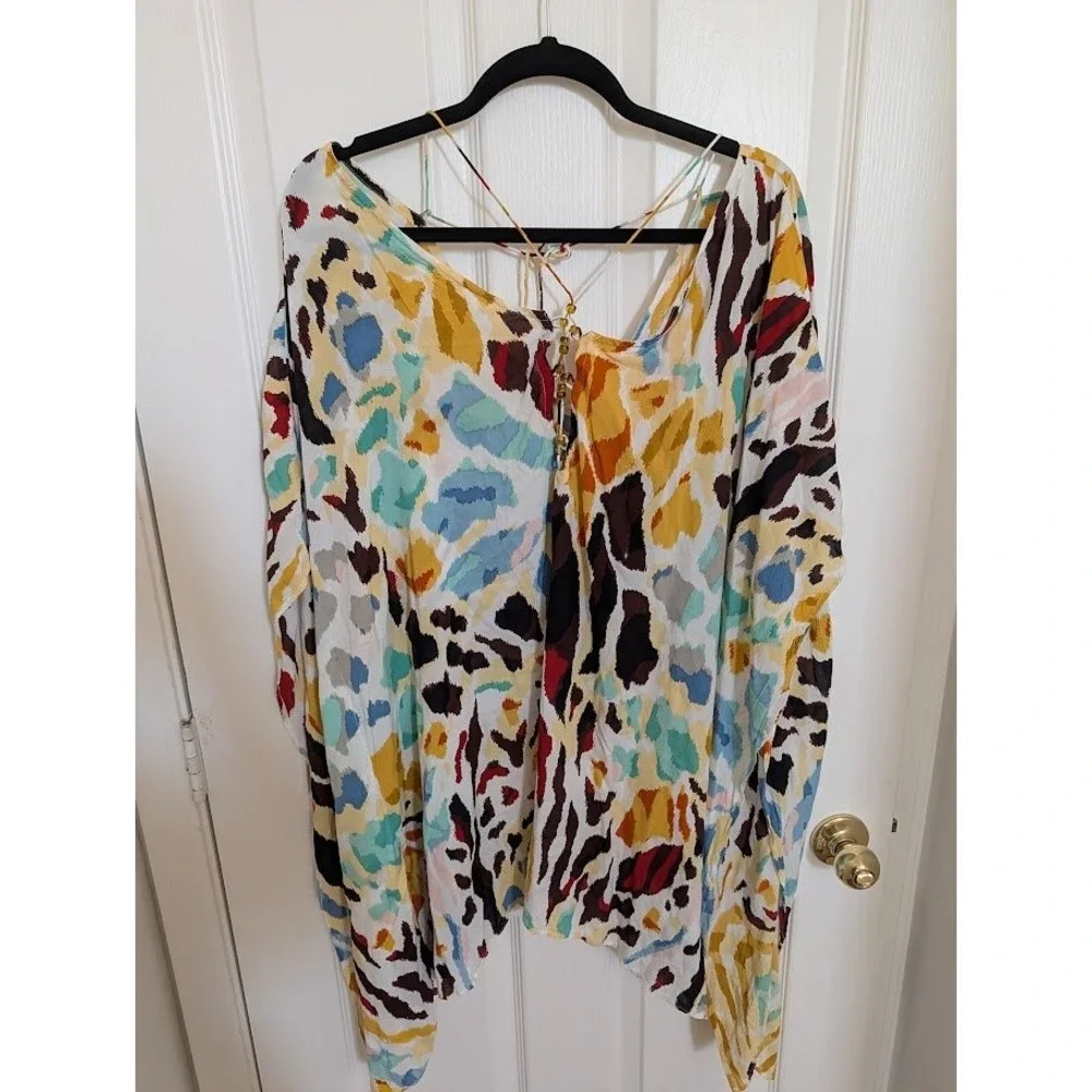 Anthropologie Abstract Print Kaftan Cover Up Tunic‎ Beach Dress